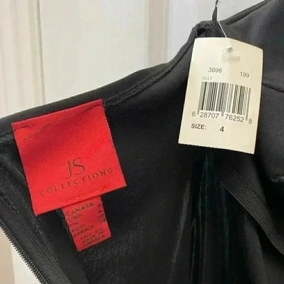 Vintage 90s JS Collections Long Black Formal Evening  Gown Beaded Halter Neck 4 - Picture 12 of 16